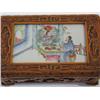 Image 5 : Carved Chinese Box with Painted Ceramic Inset