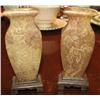 Image 2 : Pair of Jade or Stone Carved Bud Vases 