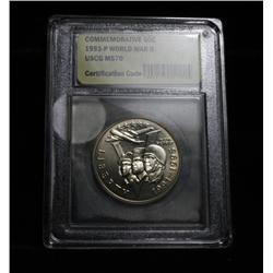 1993-p Uncirculated WWII Commemorative Half Dollar 50c Graded ms70