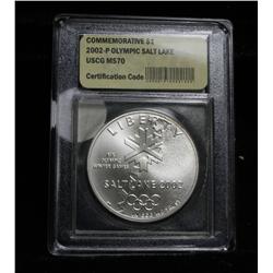 2002-p Olympic Salt Lake Proof Commemorative Dollar Graded ms70