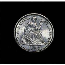 1887-p Liberty Seated Dime 10c Grades Gem Uncirculated ms66