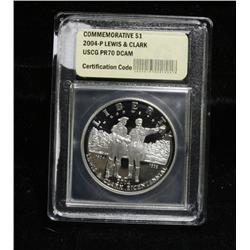 2004-p Lewis & Clark Proof Commemorative Dollar Graded PR70  DCAM