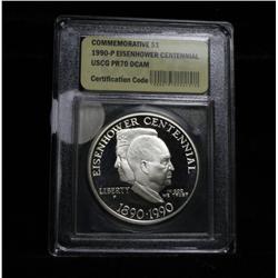 1990-p Eisenhower Centennial Proof Commemorative Silver Dollar graded PR70 DCAM