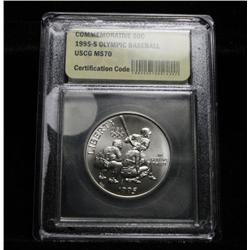 1995-s Olympic Baseball Uncirculated Commemorative Half Dollar Graded ms70