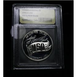 1991-s  USO Proof Commemorative Silver Dollar Grades PR70 DCAM