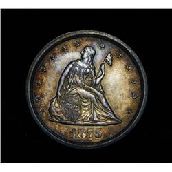 ***RARE   Rainbow Toned 1875-s Seated Liberty 20c Grades Choice Uncirculated ms64  RARE***