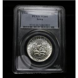 PCGS 1946 Iowa Centennial Commemorative Half Dollar 50c Graded Gem Uncirculated ms66