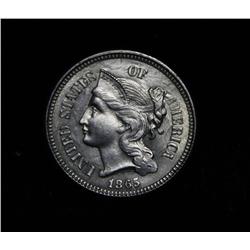 1865 3 Cent  Nickel Grades ms64  CIVIL WAR ISSUE