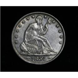 1854-o w/Arrows Liberty Seated 50c Grades au58