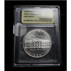 1992-d White House Commemorative Uncirculated Dollar Graded ms70