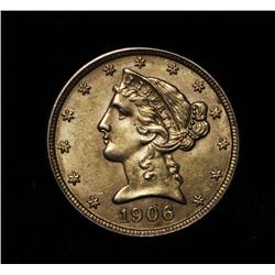 1906-d Coronet Head $ Half Eagle Liberty Gold grades Select Uncirculated ms63