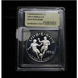 1994-s World Cup Proof Commemorative Silver Dollar Graded PR70 DCAM