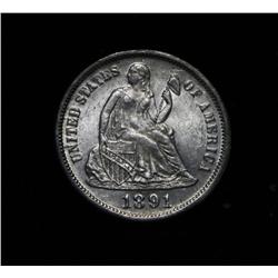 1891-p Seated Liberty Dime 10c Grades Choice Uncirculated ms64