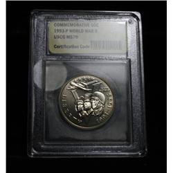 1993-p Uncirculated WWII Commemorative Half Dollar 50c Graded ms70