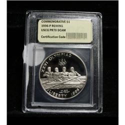 1996-p Olympic Rowing Proof Commemorative Silver Dollar Graded PR70 DCAM