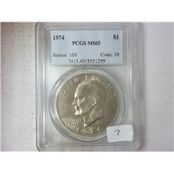1974 IKE DOLLAR PCGS MS65