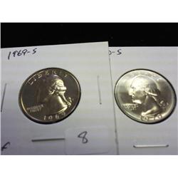 1969-S & 70-S WASHINGTON QUARTERS (PROOF)