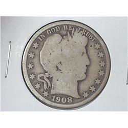 1908-D BARBER HALF DOLLAR
