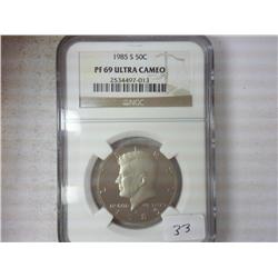 1985-S KENNEDY HALF DOLLAR NGC PF69 ULTRA CAMEO