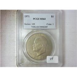 1971 IKE DOLLAR PCGS MS64