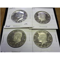 1968-S, 71-S, 73-S & 74-S KENNEDY HALF DOLLARS PF