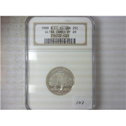 1999-S SILVER CT QUARTER NGC PF69 ULTRA CAMEO