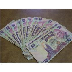 20 ZAMBIA 50 KWACHA NOTES