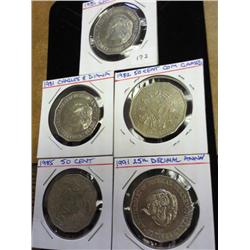 1981, 81, 82, 85 & 91 AUSTRALIA 50 CENTS (UNC)
