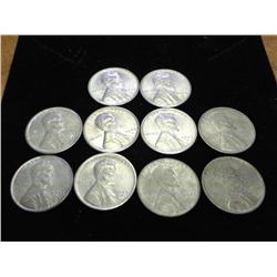 10 ASSORTED 1943 STEEL WAR CENTS (EF-UNC)