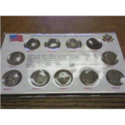 US WAR TIME SILVER NICKEL SET (35% SILVER)