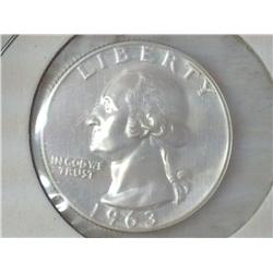 1963 SILVER WASHINGTON QUARTER PROOF