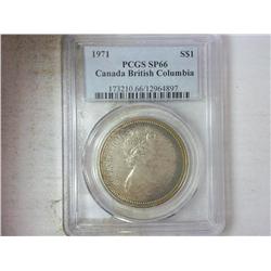 1971 BRITISH COLUMBIA ONE $ PCGS SP66 (TONED)