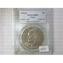 1976-D TYPE I IKE DOLLAR PCGS MS64