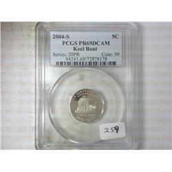 2004-S KEEL BOAT NICKEL PCGS PR69DCAM