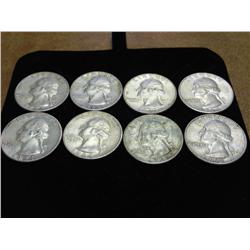 8 ASSORTED SILVER WASHINGTON QUARTERS