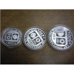 YUGOSLAVIA OLYMPIC SILVER COINS PROOF