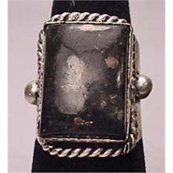 MENS GEMSTONE RING - GERMAN SILVER - SZ. 8