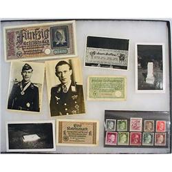 LOT OF WW2 ERA EPHEMERA - PHOTOS, STAMPS, MONEY