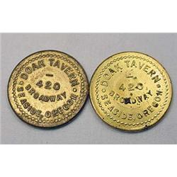 LOT OF 2 VINTAGE DOAK TAVERN TRADE TOKENS - SEASID