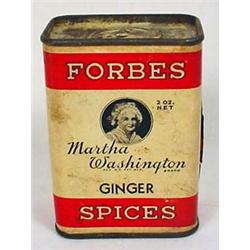 VINTAGE MARTHA WASHINGTON ADVERTISING SPICE TIN W/