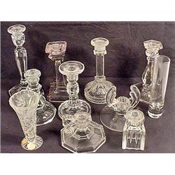 LARGE LOT OF VINTAGE GLASS CANDLE HOLDERS - VARIOU