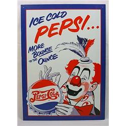 PEPSI COLA CLOWN METAL ADVERTISING SIGN - Approx.