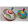 Image 1 : LOT OF 2 VINTAGE TIN LITHO SPINNING TOP TOYS - One