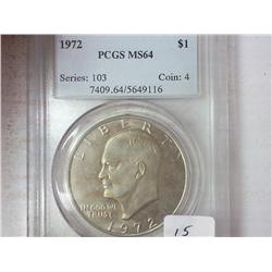 1972 IKE DOLLAR PCGS MS64