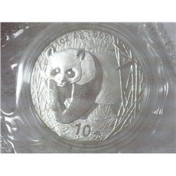 2001 CHINA 10 YUAN SILVER PANDA COIN (UNC)