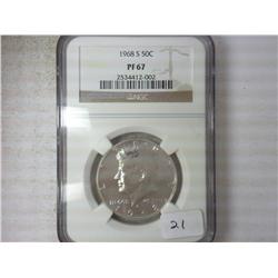 1968-S KENNEDY HALF DOLLAR NGC PF67