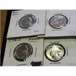 1960-63 JEFFERSON NICKELS PROOF (4 COINS)