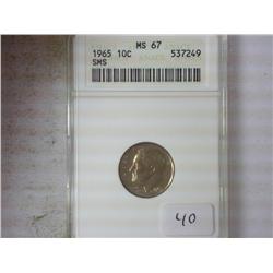 1965 SMS ROOSEVELT DIME ANACS MS67