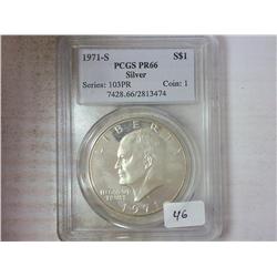 1971-S SILVER IKE DOLLAR PCGS PR66