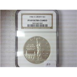 1986-S LIBERTY US SILVER DOLLAR NGC PF69 ULTRA CAM